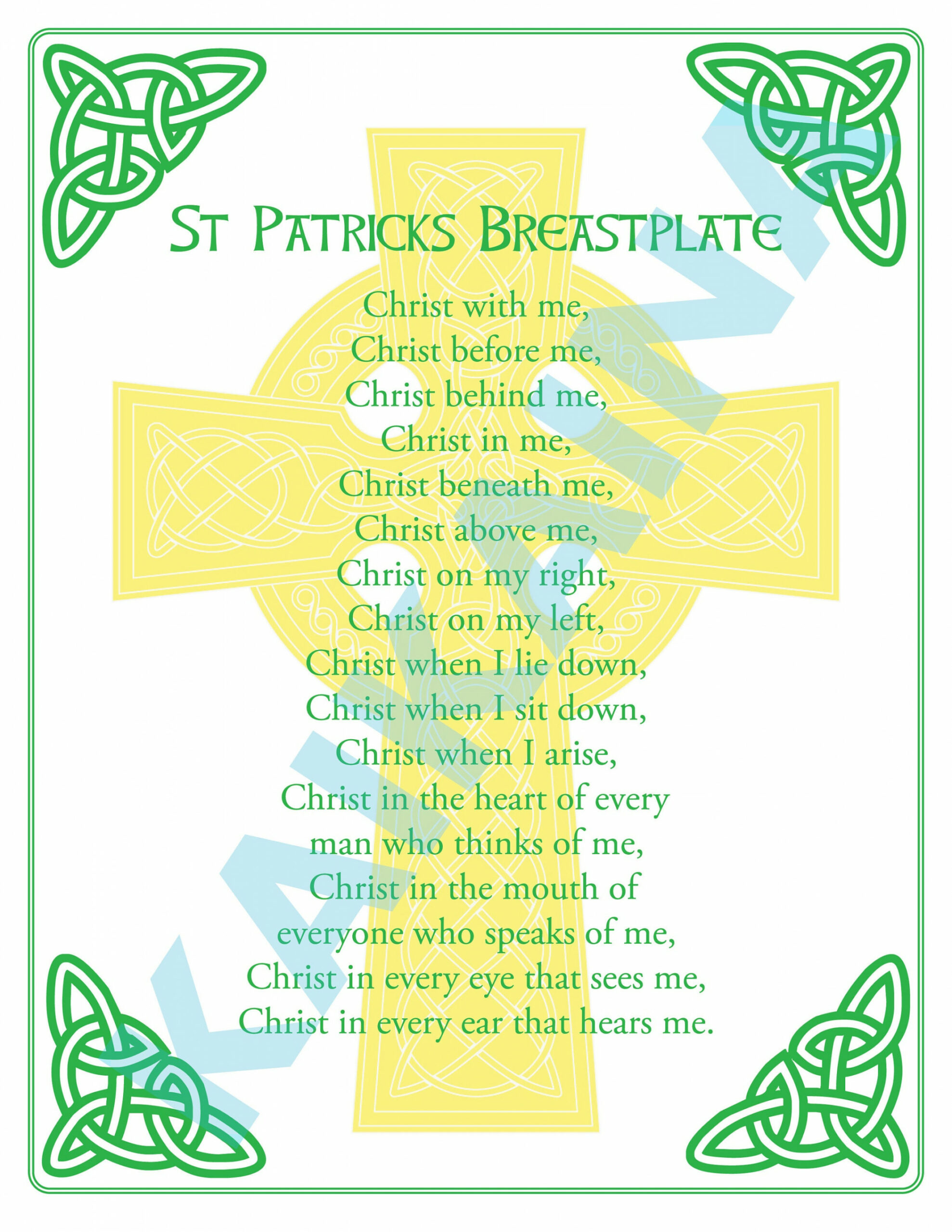 St. Patrick Breastplate Prayer Printable