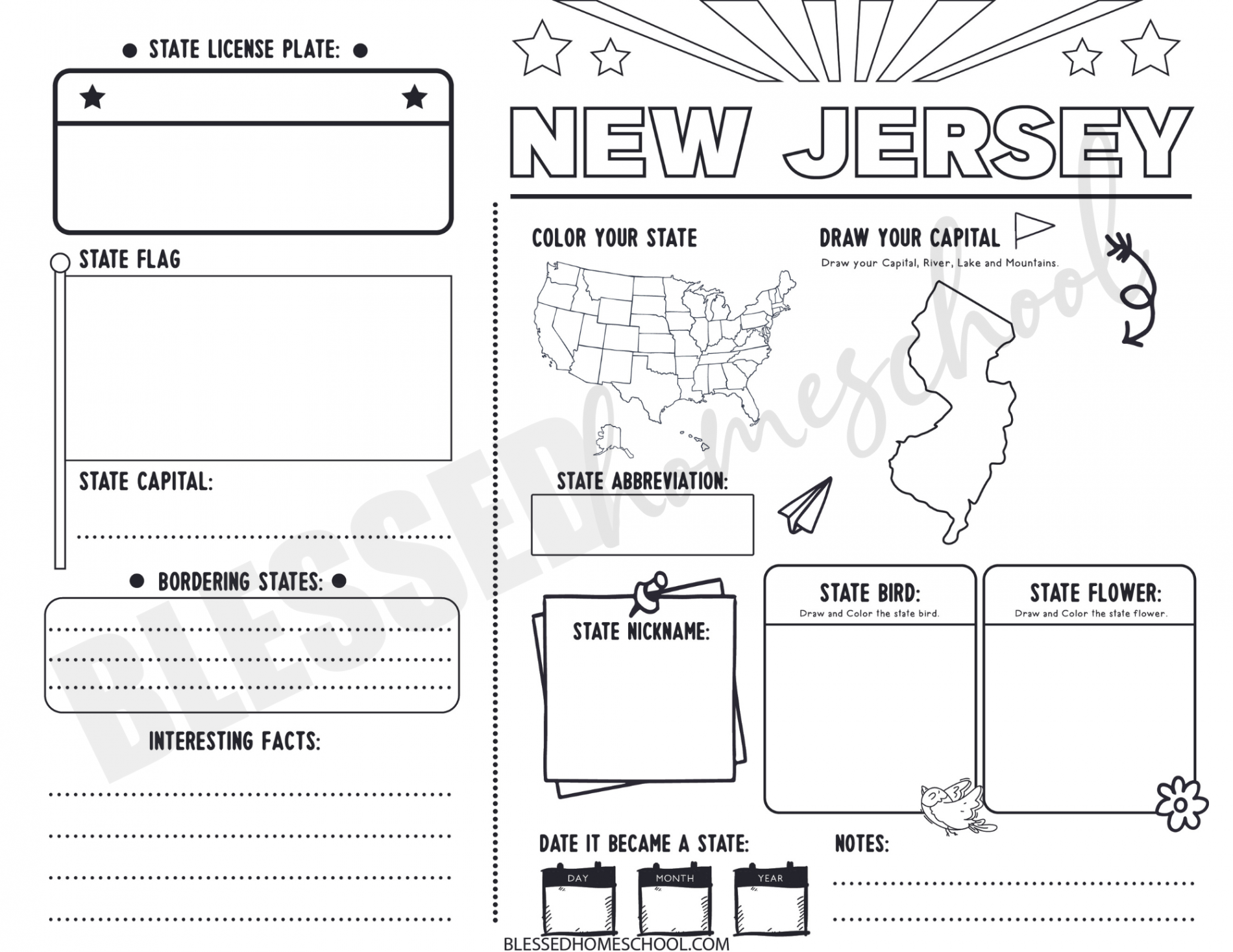 States Worksheets: Research and Learn the  States