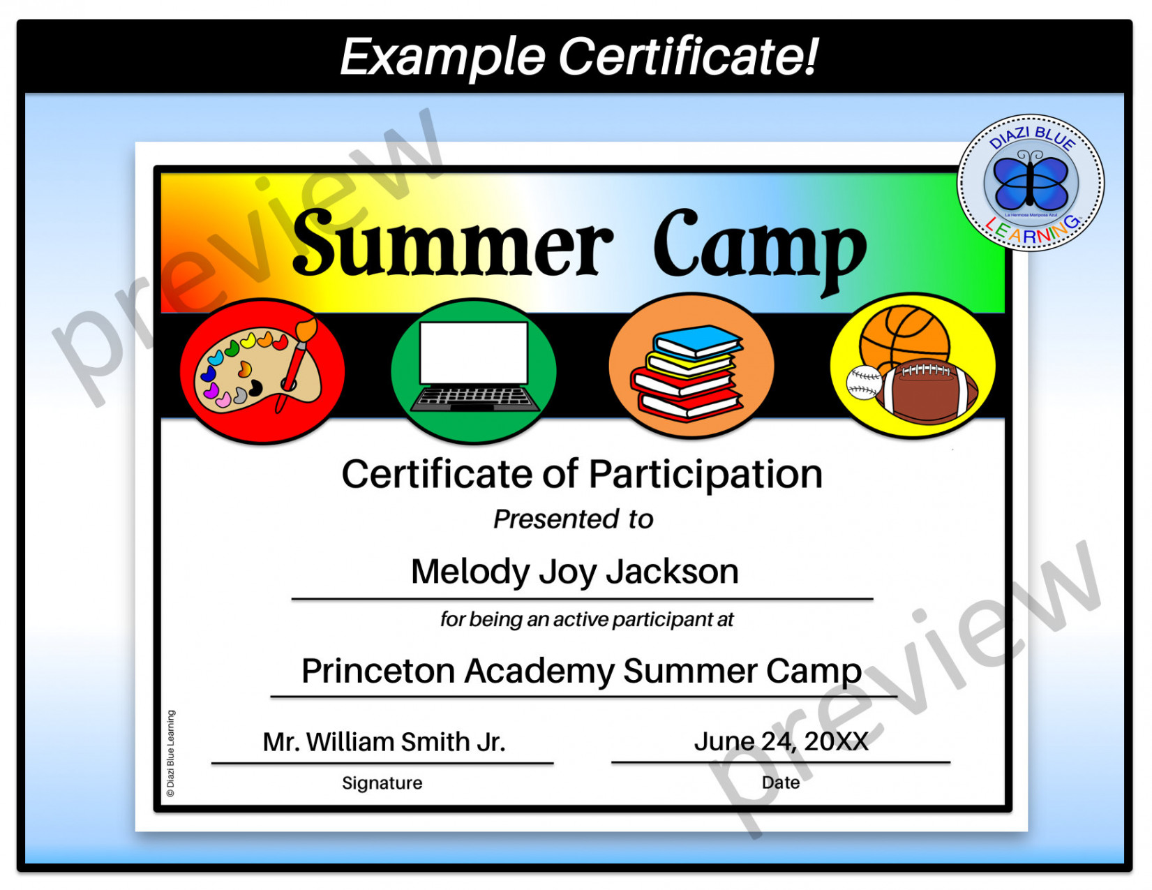 Summer Camp Certificates Editable Summer Camp Certificates - Etsy