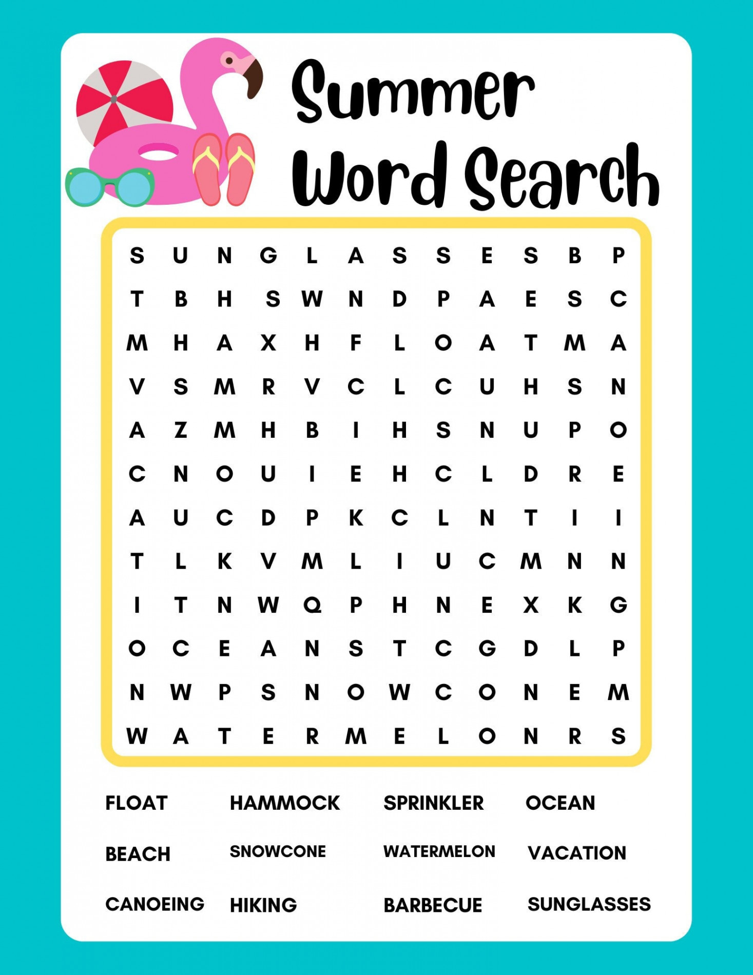 Summer Word Search, Printable, Instant Download, PDF - Etsy