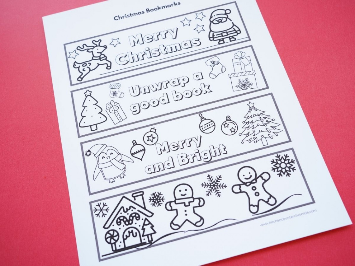 Super Cute Printable Christmas Bookmarks to Color for Kids