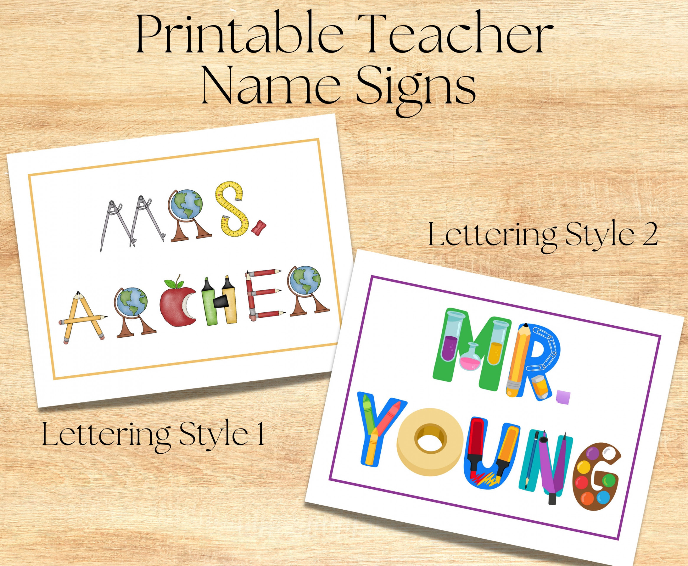 Teacher Name Sign-printable-school Supply-classroom Decor-gift - Etsy