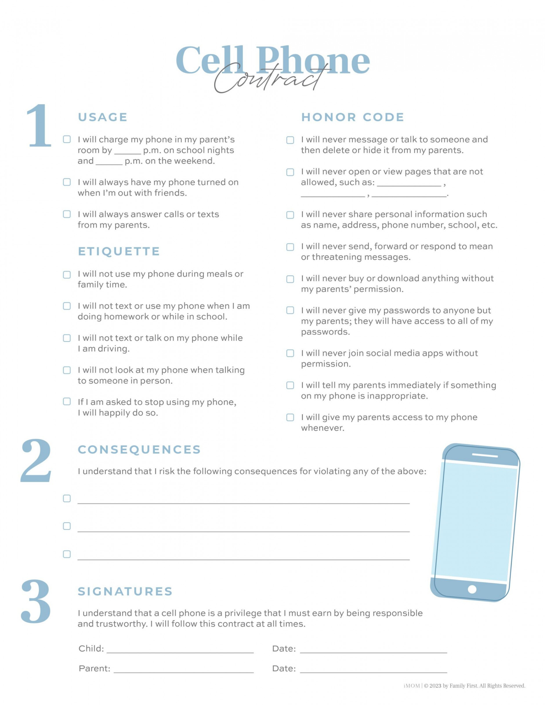 Teen Cell Phone Contract - iMOM