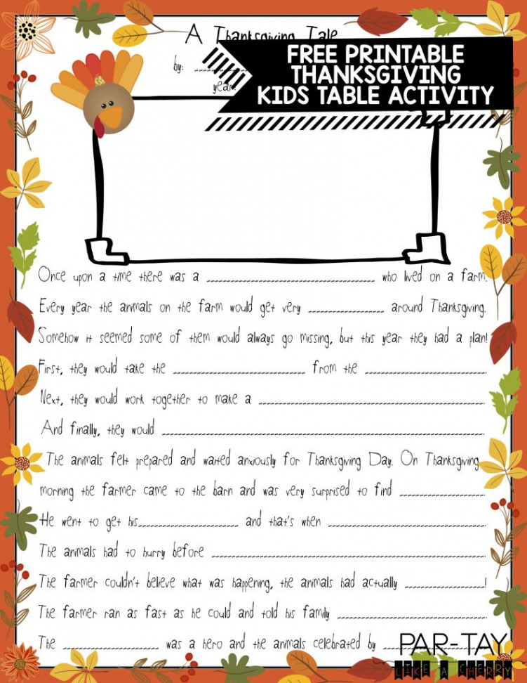 Thanksgiving Mad Libs - Party Like a Cherry