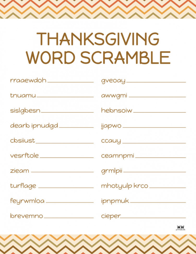 Thanksgiving Word Scrambles -  FREE Printables  Printabulls