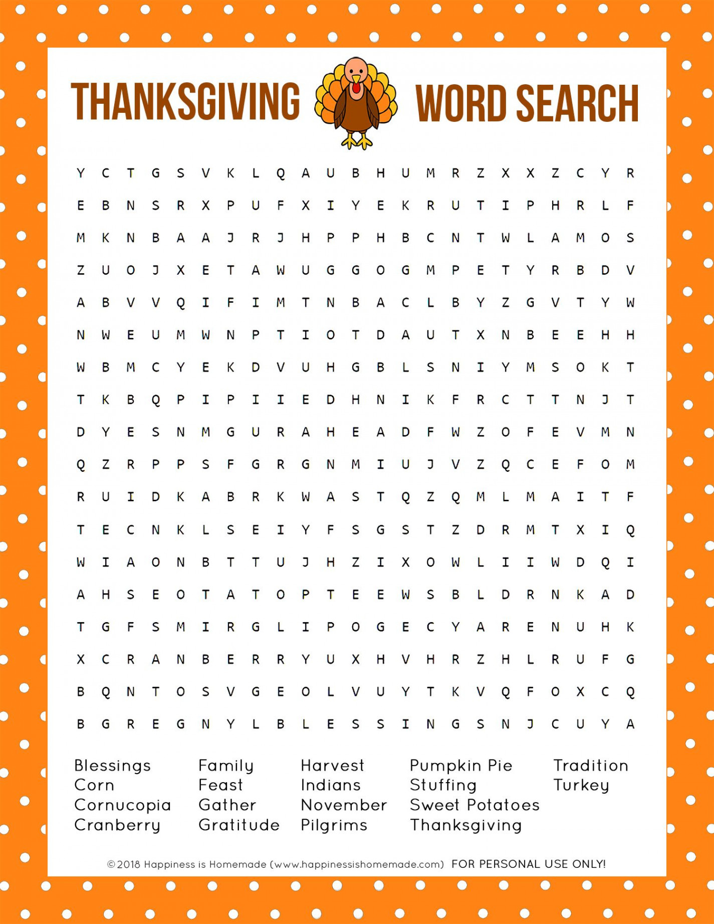 Thanksgiving Word Search Printable  Thanksgiving word search