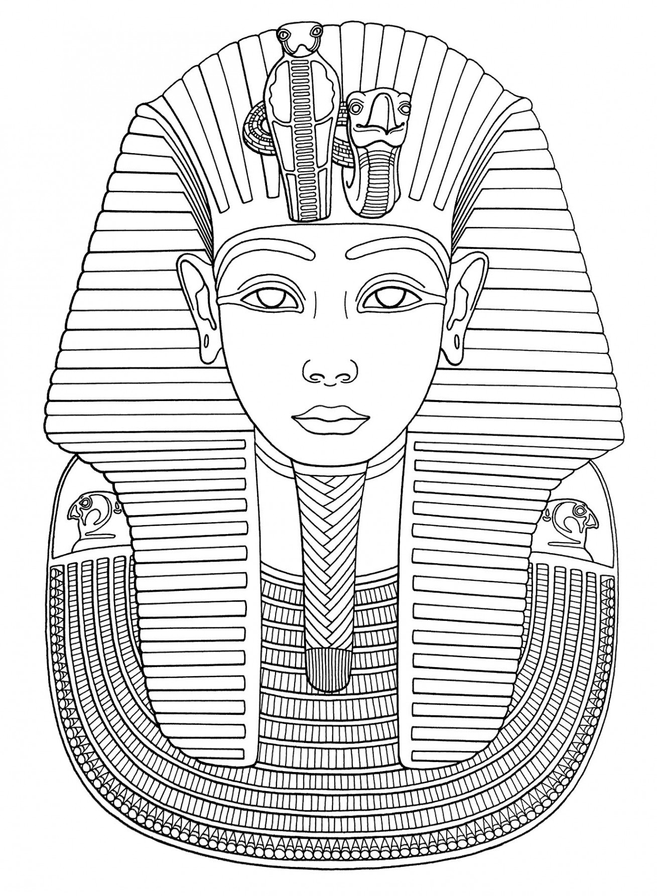 Tutankhamun Mask - Egypt Adult Coloring Pages