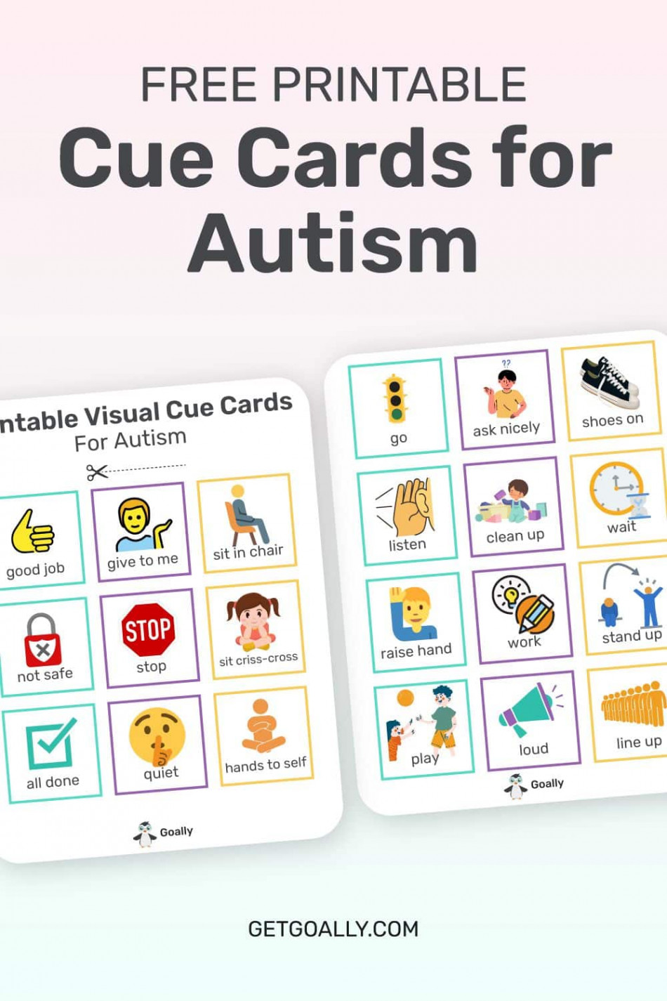 Visual Cue Cards for Autism  Free Printable