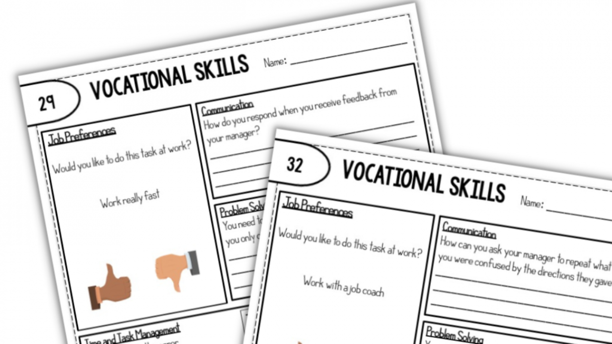 Vocational Skills Worksheets for Students with Special Needs