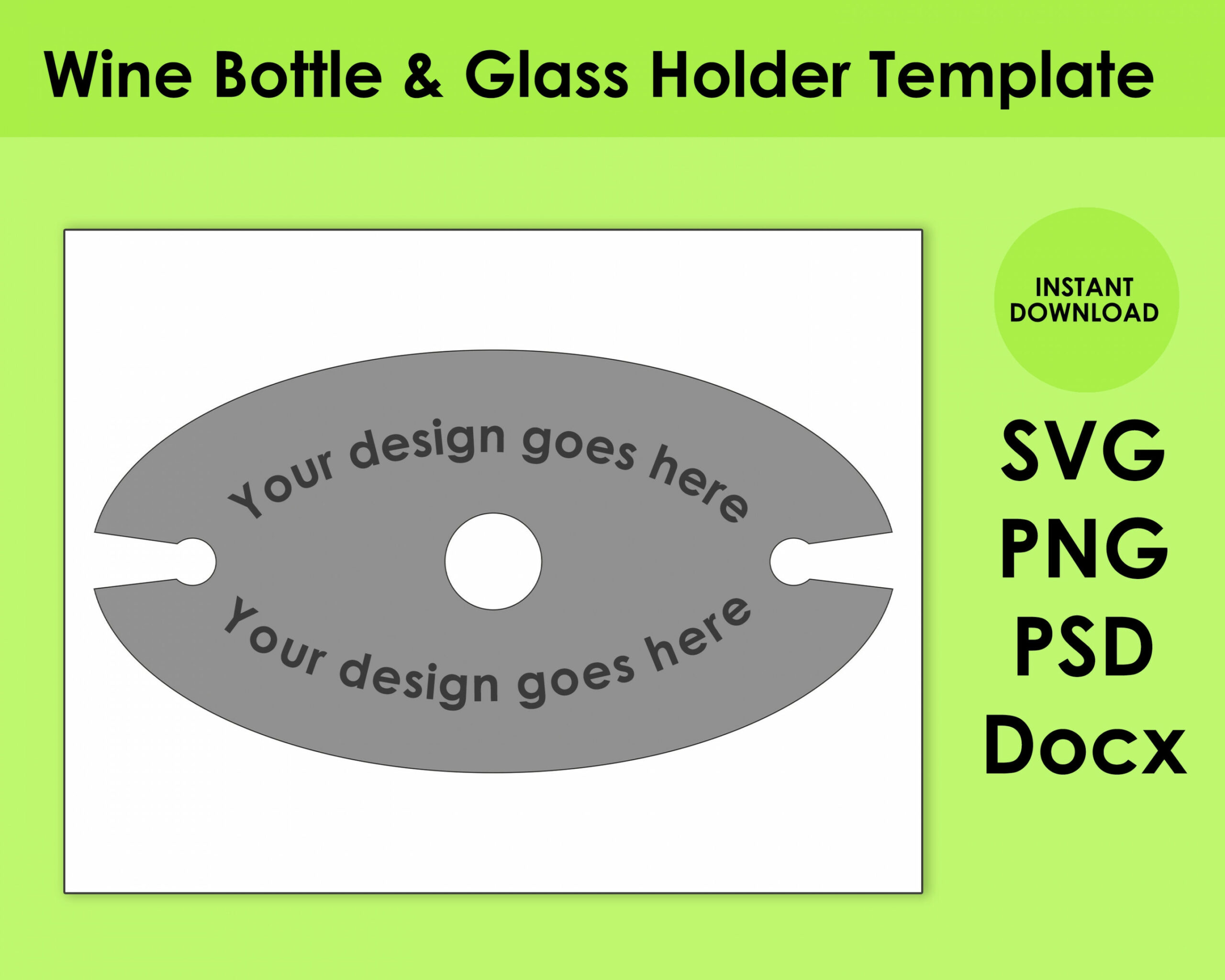 Wine Bottle and Glass Holder Template SVG PNG PSD and Docx - Etsy