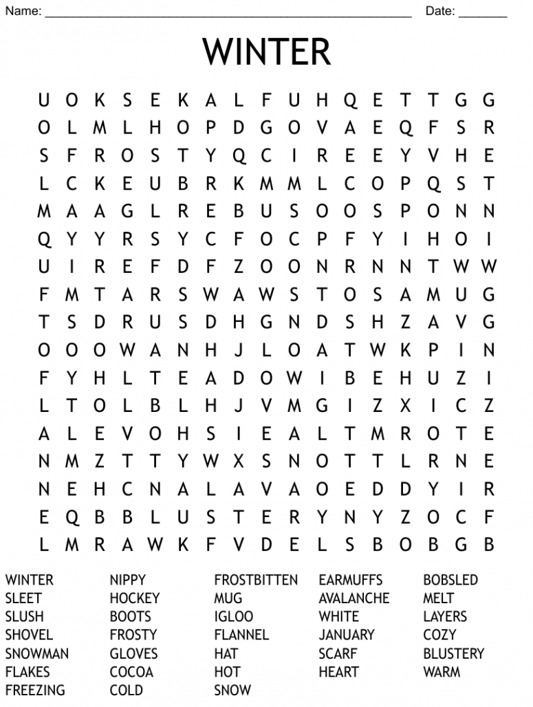 WINTER Word Search - WordMint