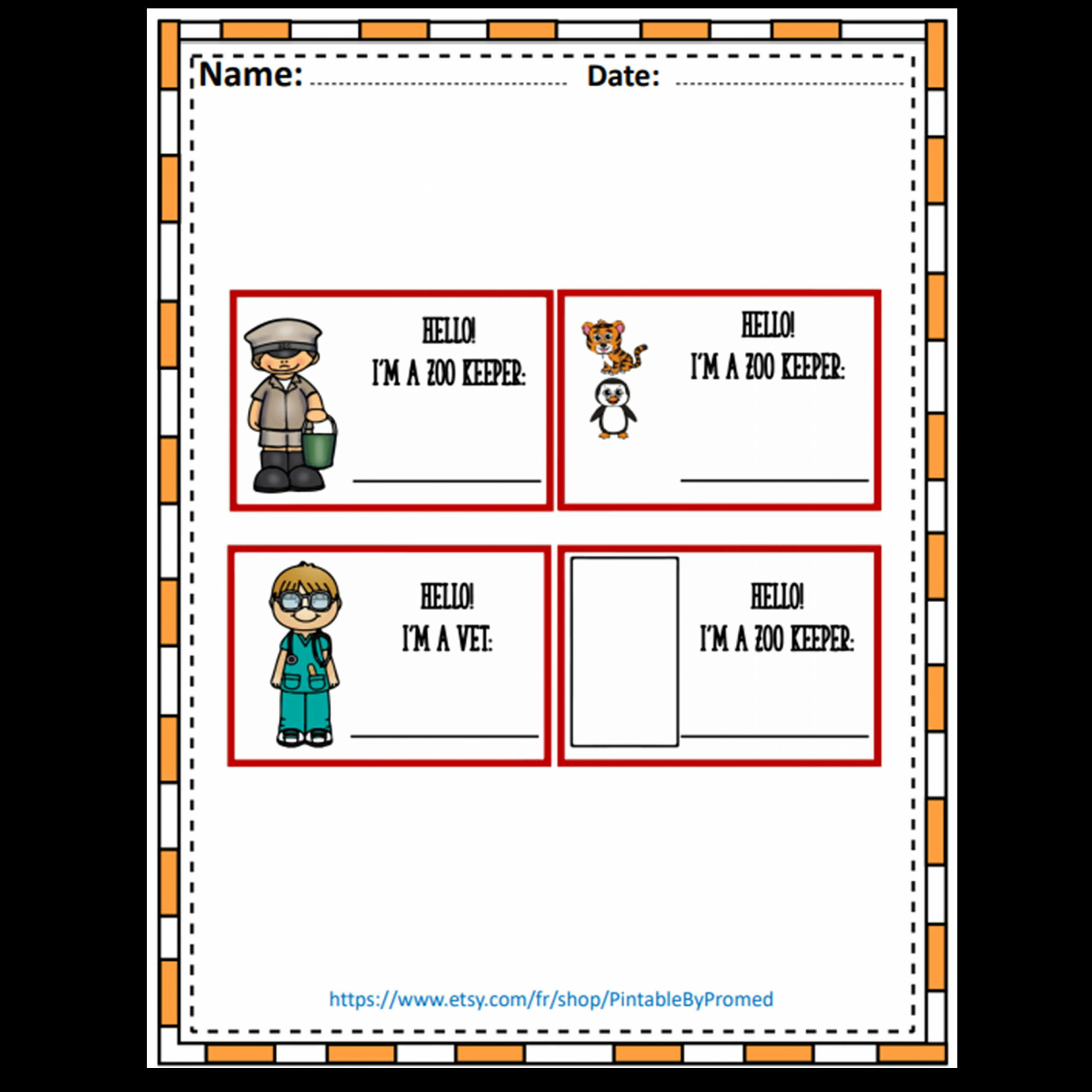 Zoo Keeper Pretend Play Dramatic Play Printables for - Etsy Norway