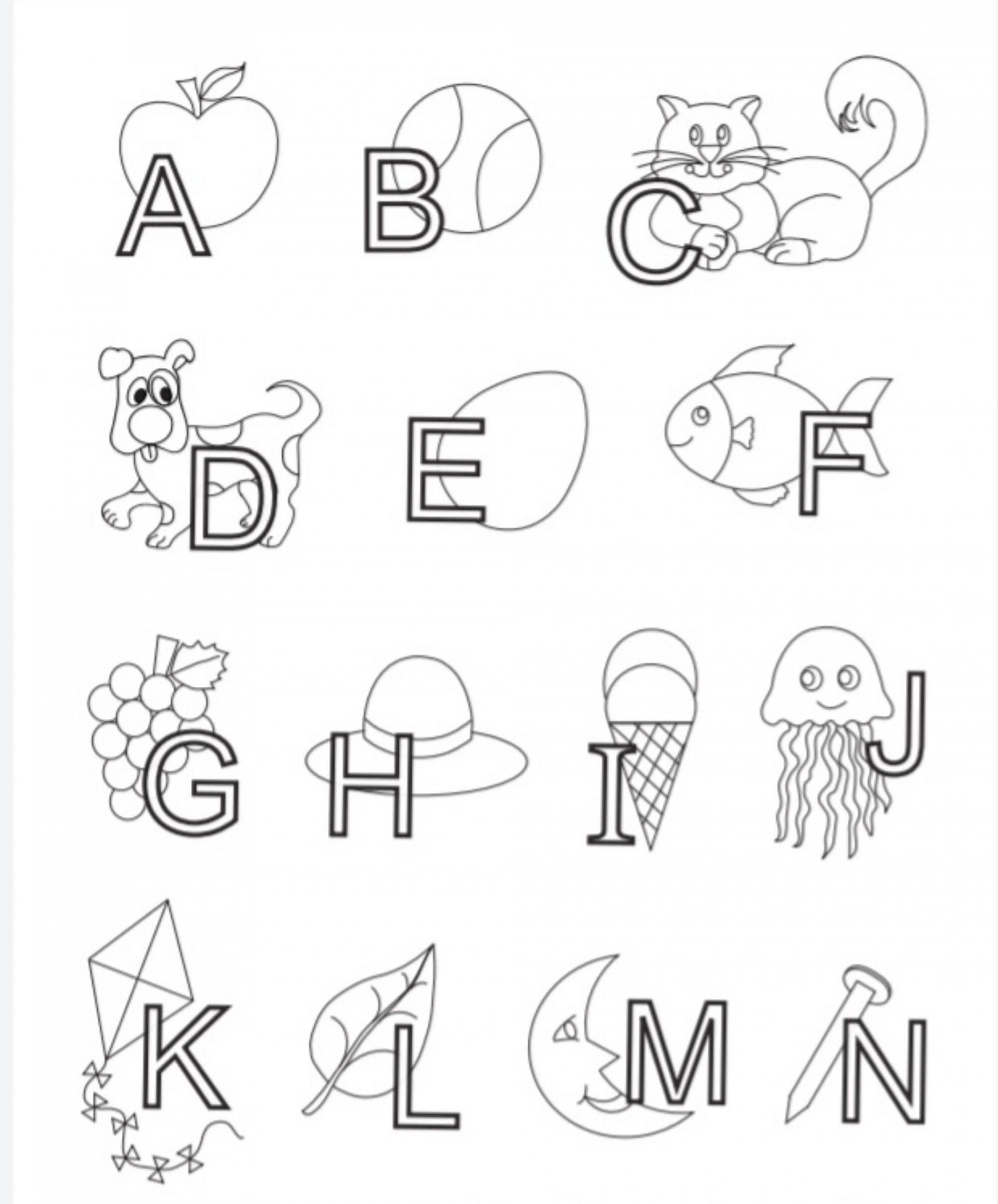 Alphabet Coloring Pages for Kids, Printable Coloring Book, Instant