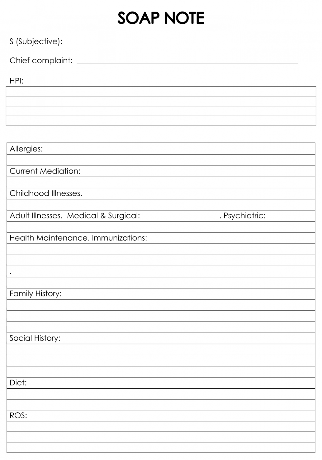 Best Printable Counseling Soap Note Templates  Notes template