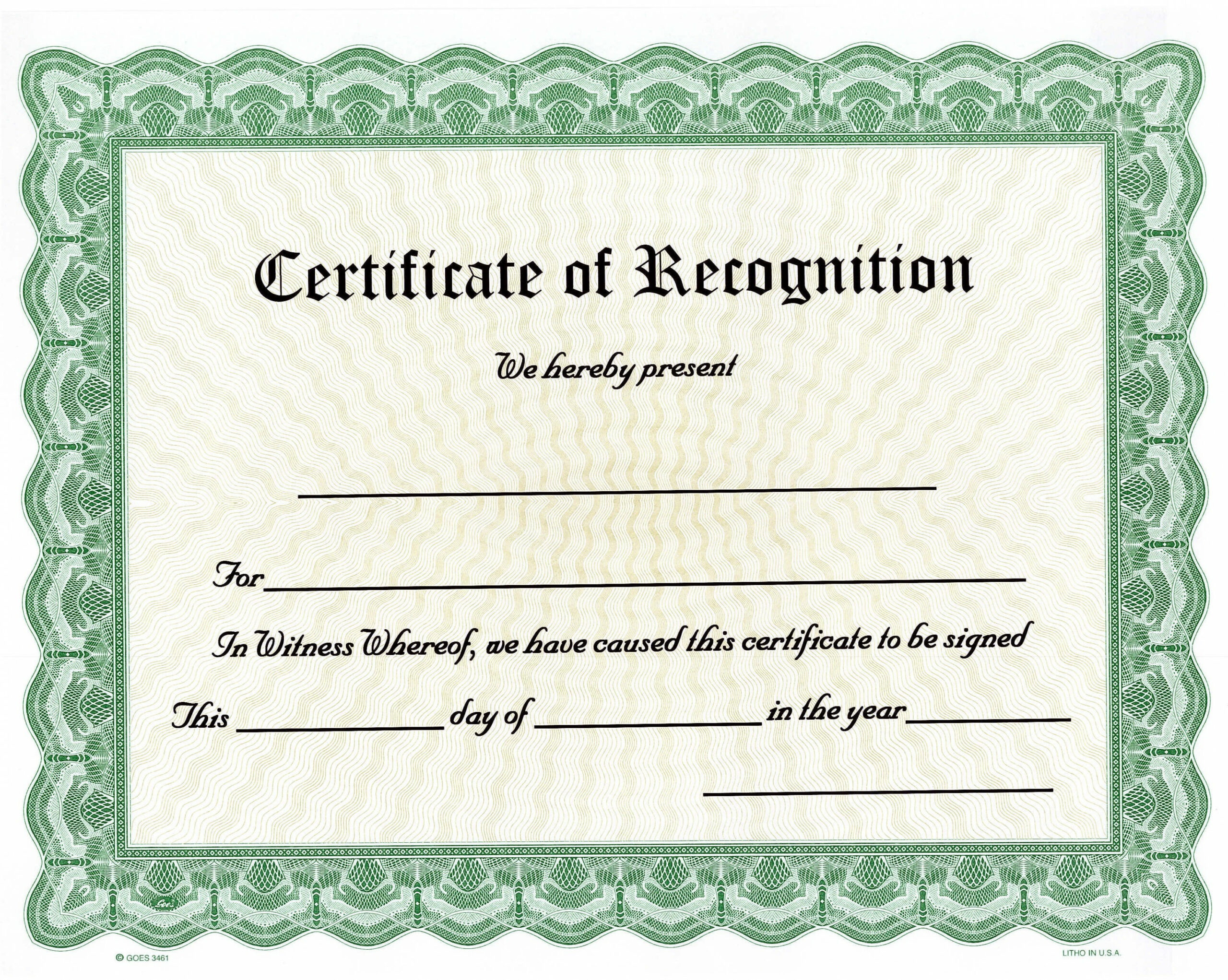 Blank Award Certificates  Recognition (Pack of )