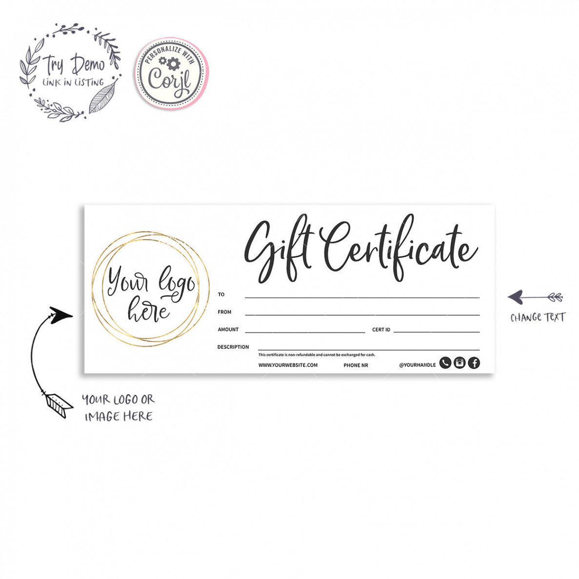 Blank Gift Certificate Template . x