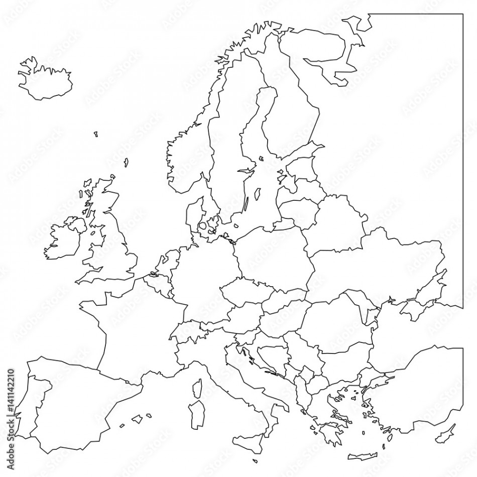 Blank outline map of Europe