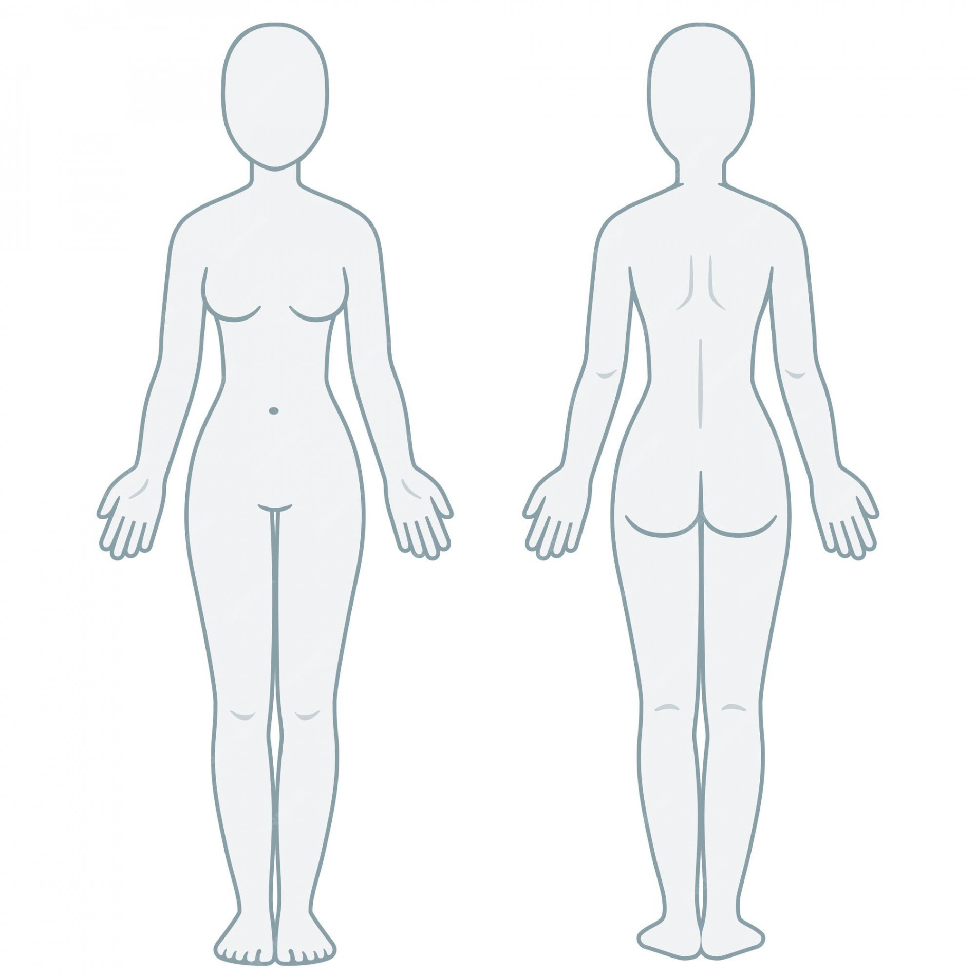 Blank woman body template front and back view  Download on Freepik