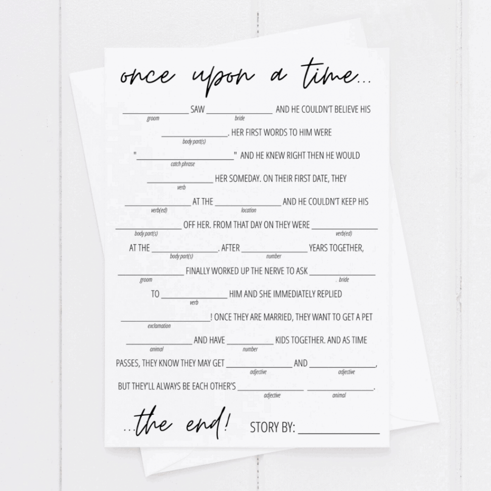 Bridal Shower Mad Libs Free Printable  Wedding mad libs, Bridal