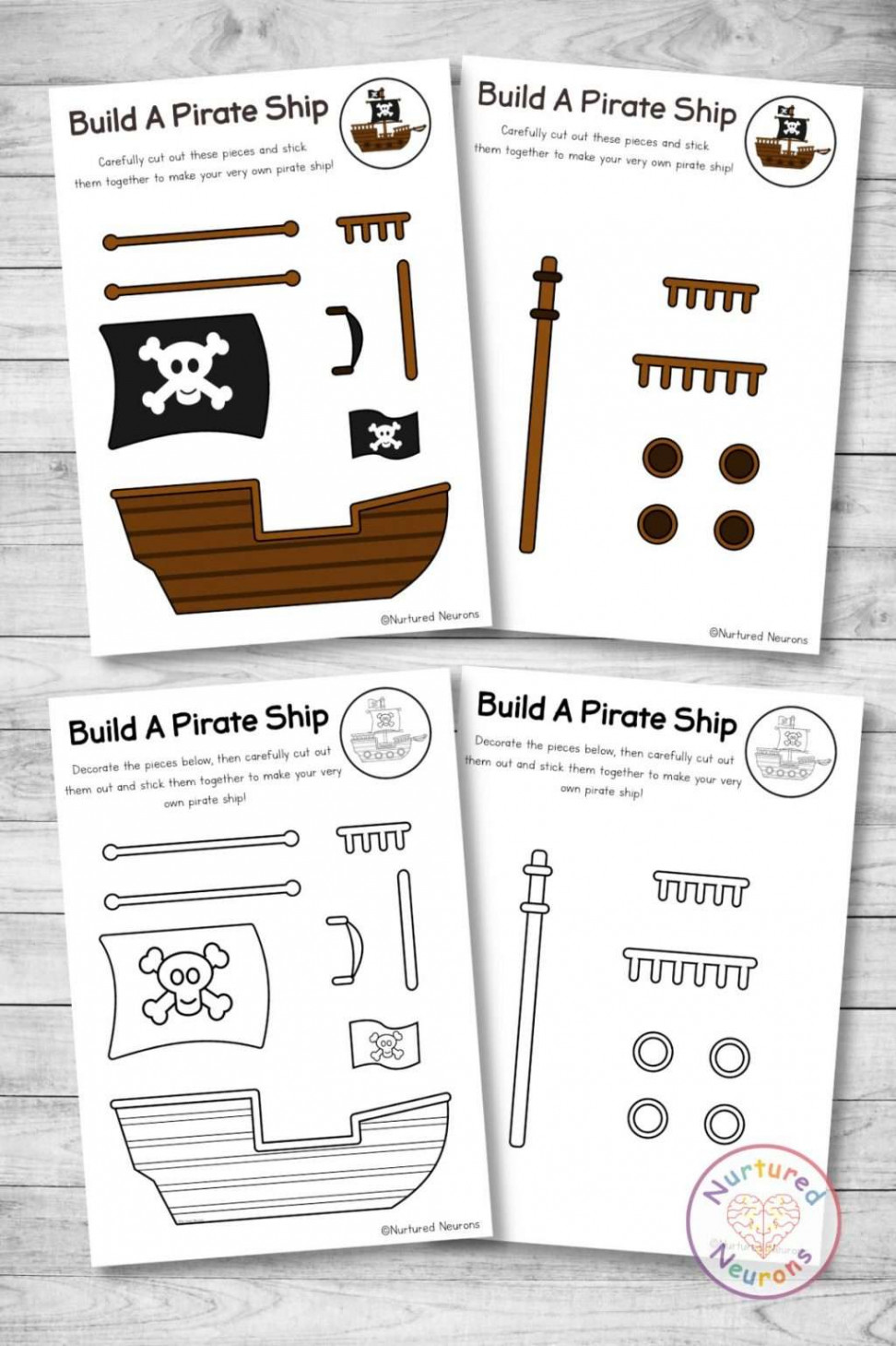 Build A Pirate Ship Craft (Printable Paper Templates) - Nurtured