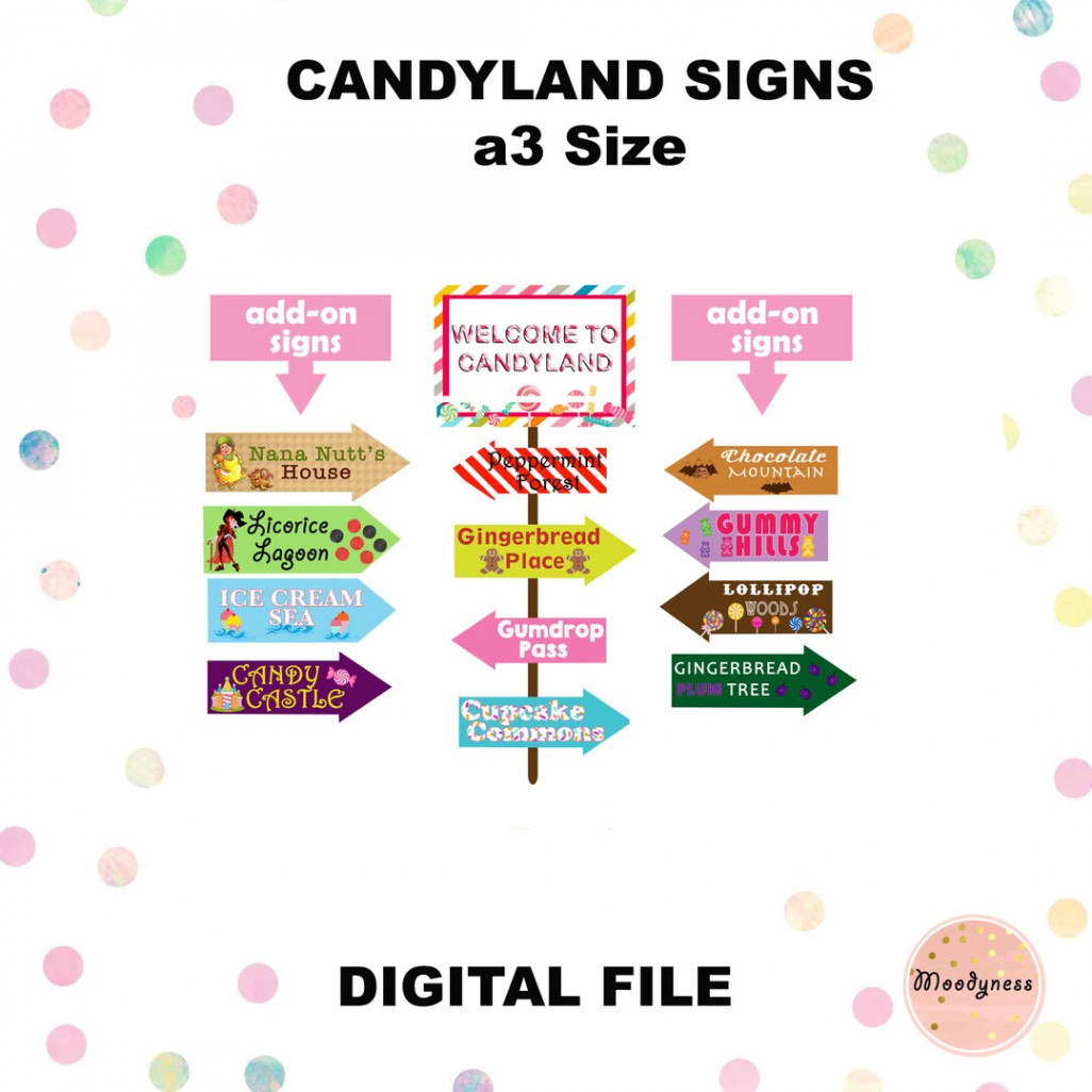 Candyland Party Signs Digital Candyland Decorations - Etsy New Zealand