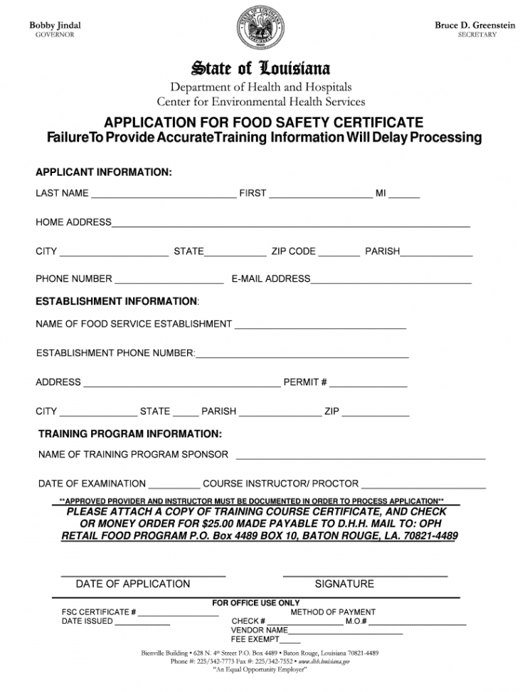 Certification For Food Safety - Fill Online, Printable, Fillable, Blank