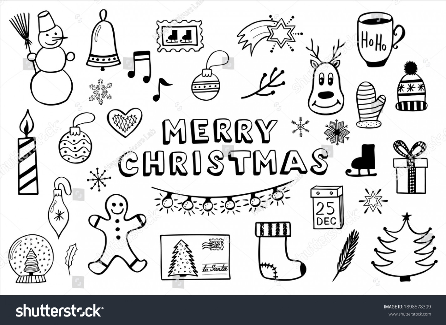 , Christmas Clipart Black White Images, Stock Photos, D