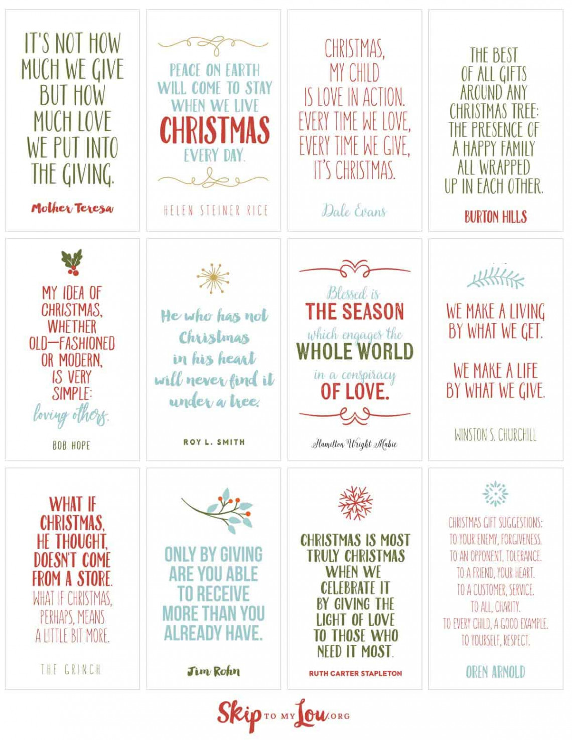 Christmas Quotes FREE Printable Cards  Skip To My Lou