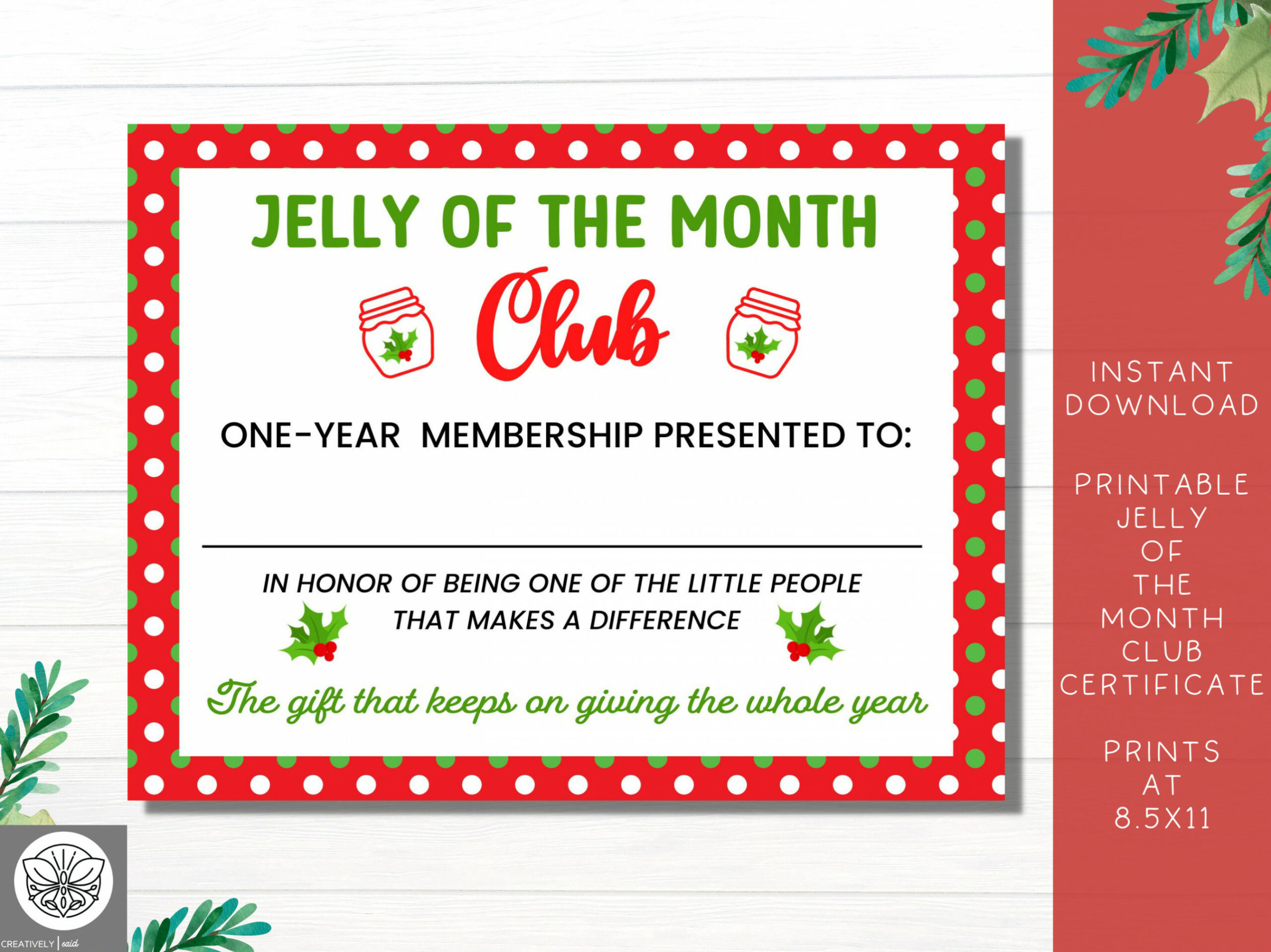 Christmas Vacation Jelly of the Month Club Certificate - Etsy