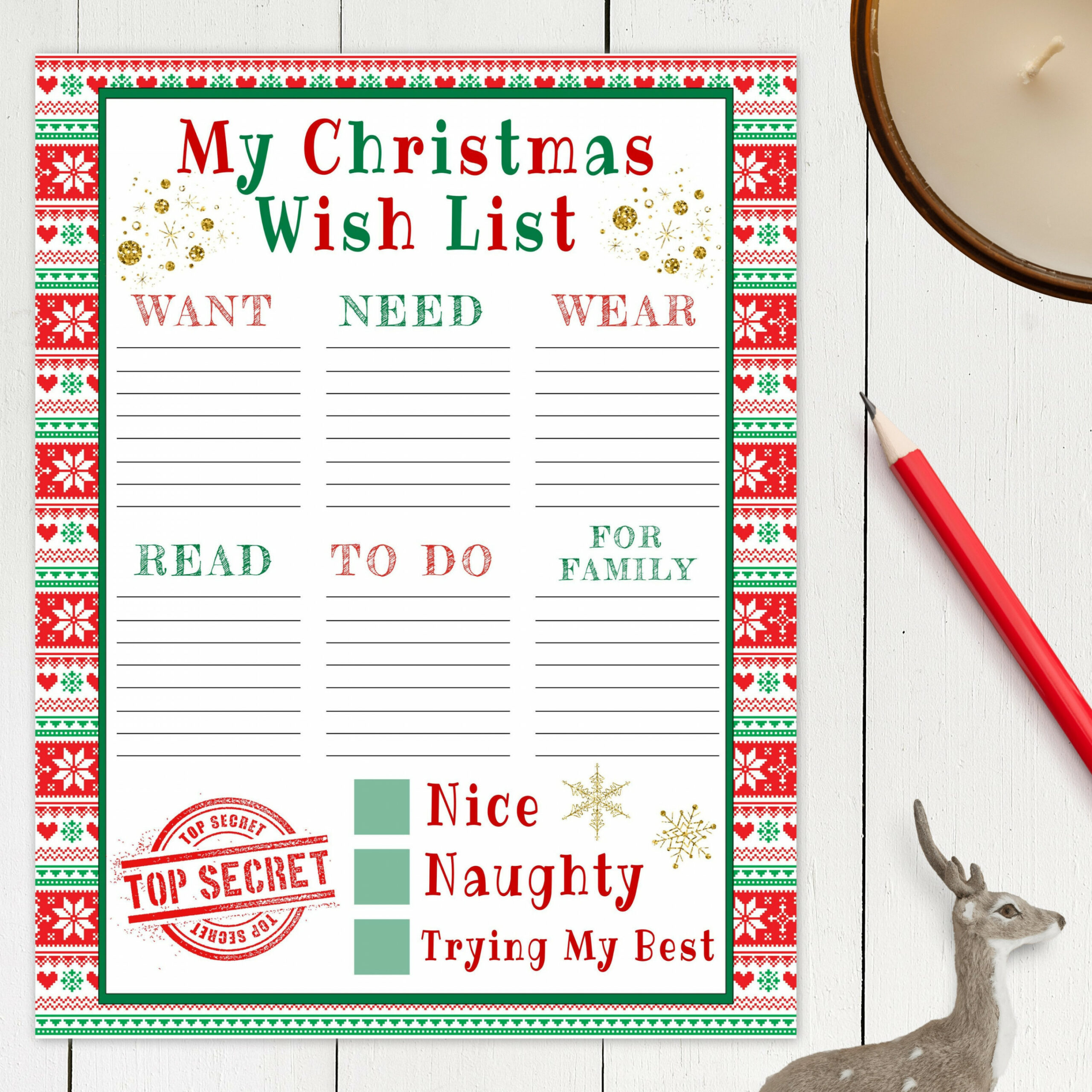 Christmas Wish List Printable Template for Kids Editable - Etsy