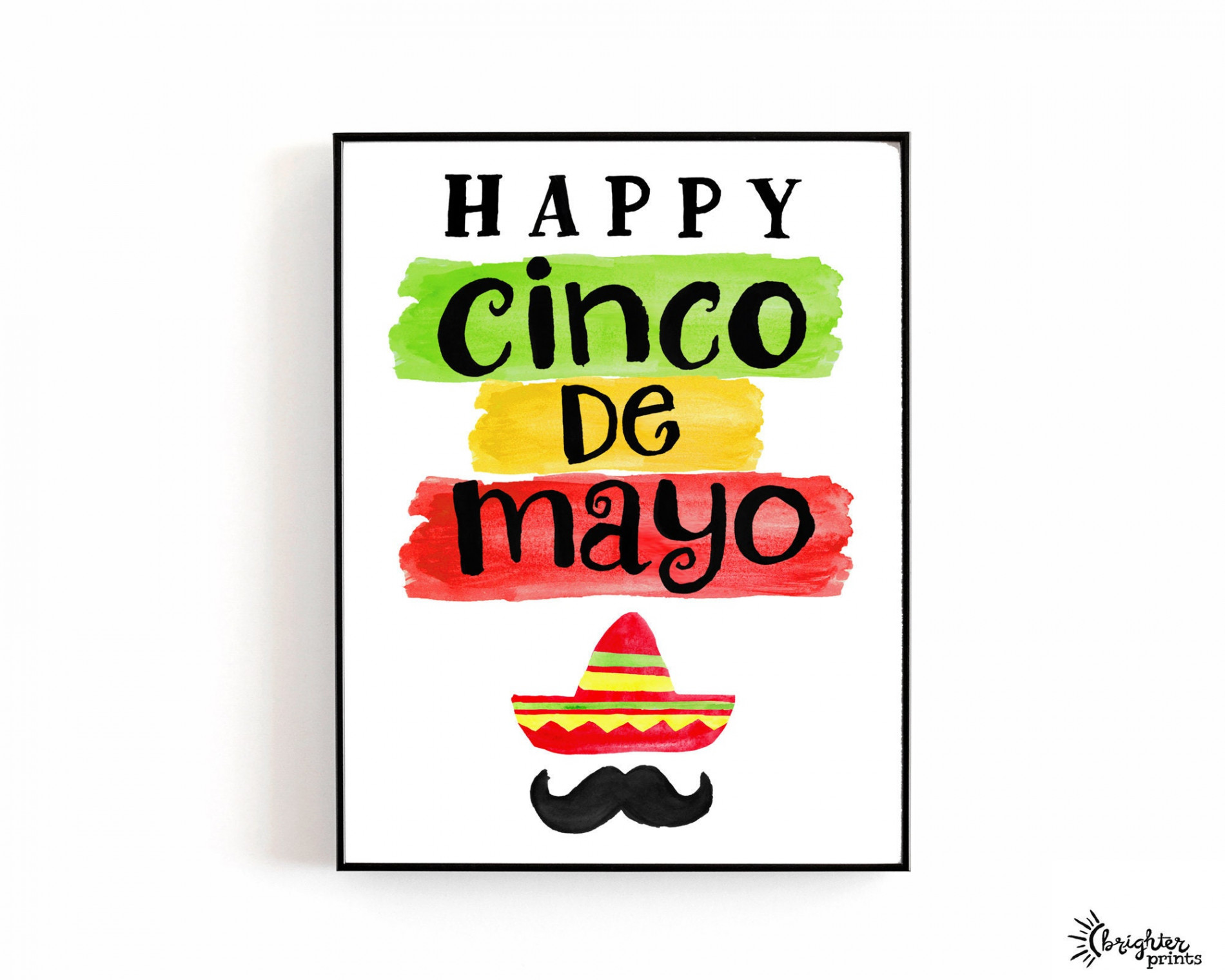 Cinco De Mayo Sign Printable Hand Painted Watercolor Image - Etsy