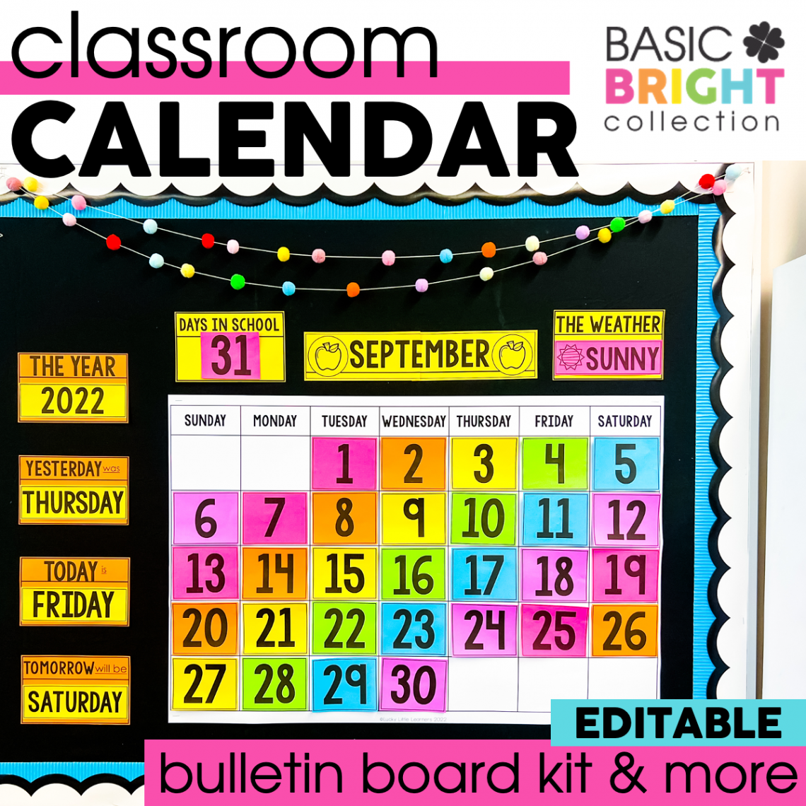 Classroom Calendar Set  Editable Printable Classroom Calendar