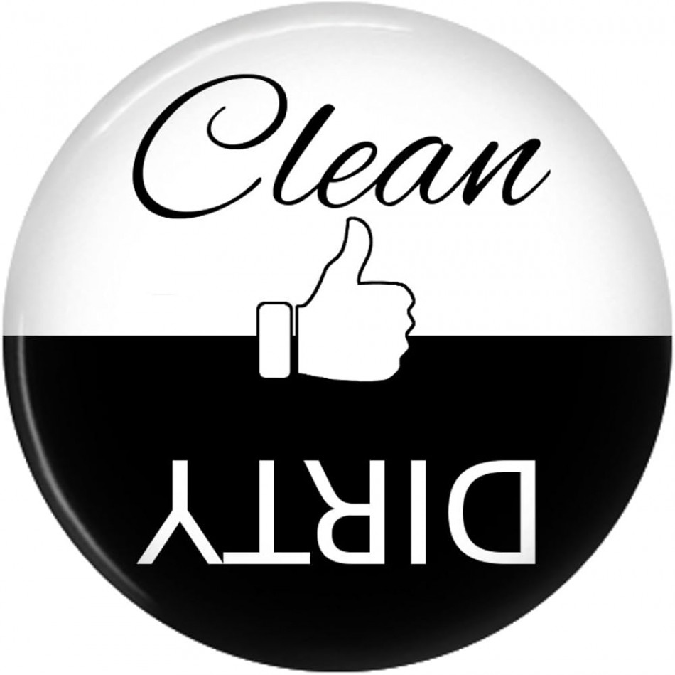 Clean Dirty Dishwasher Magnet Sign Indicator (Black White Thumb)