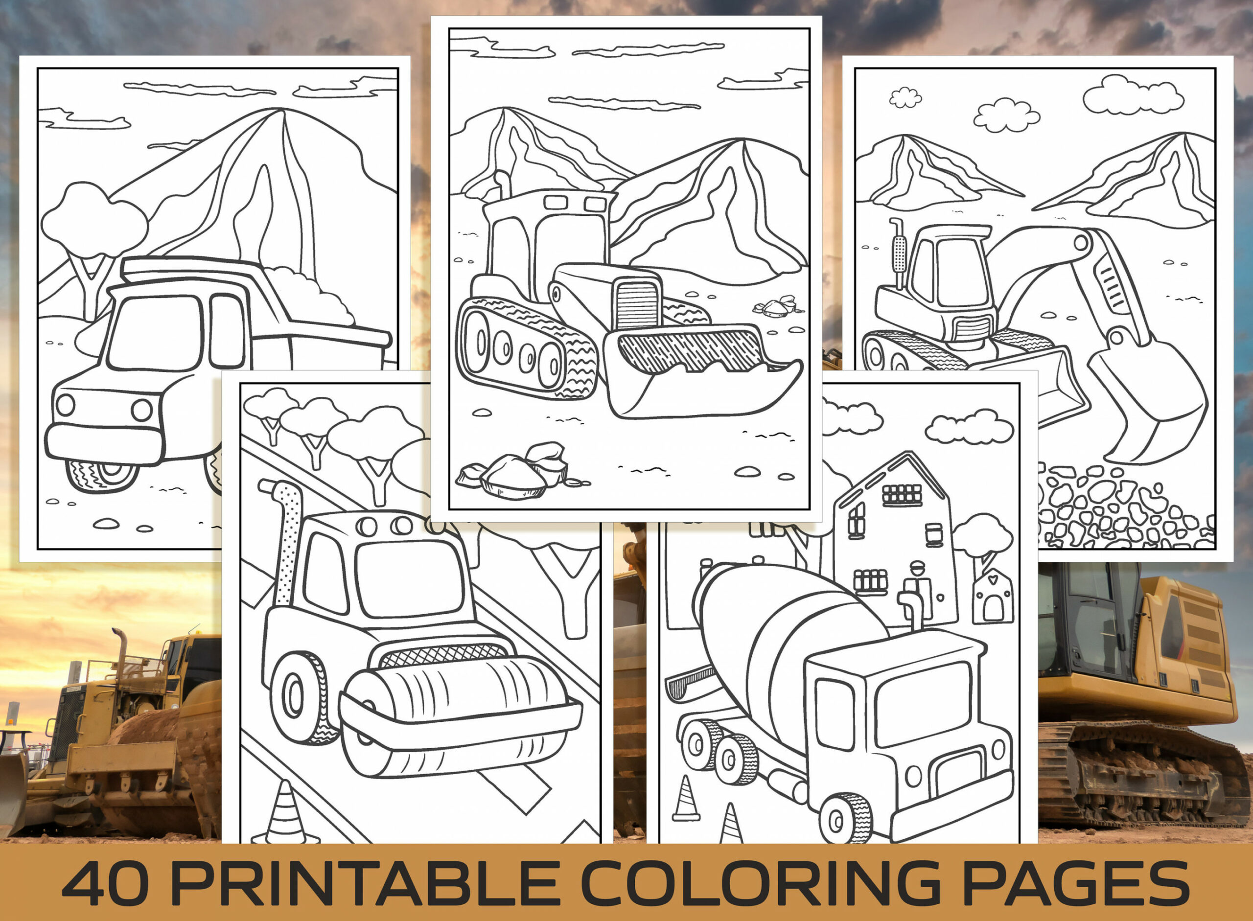 Construction Coloring Pages  Printable Construction - Etsy Sweden