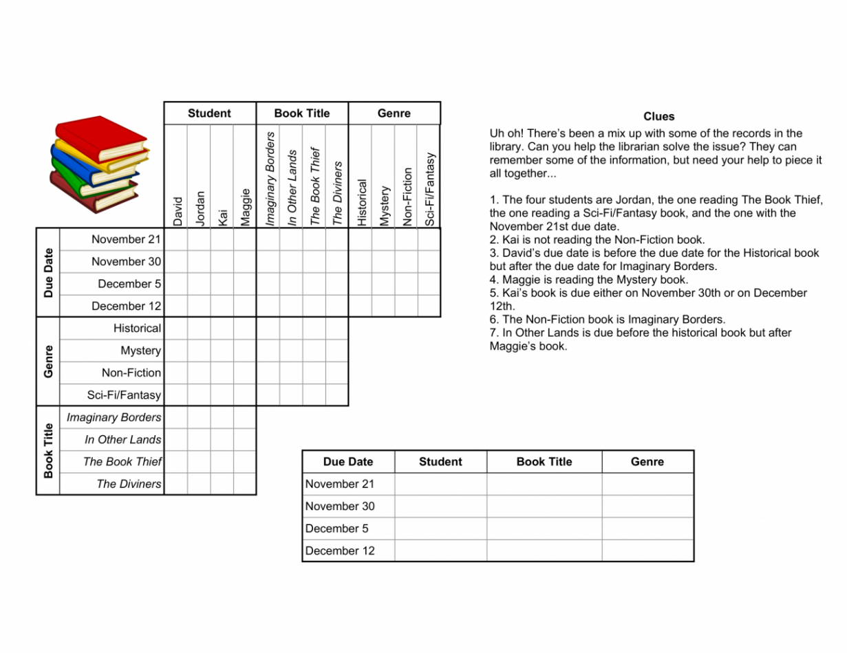 Create your own logic grid puzzle  Alachua County Library District