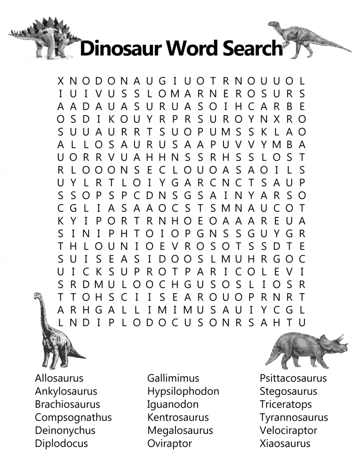 Dinosaurs Word Search