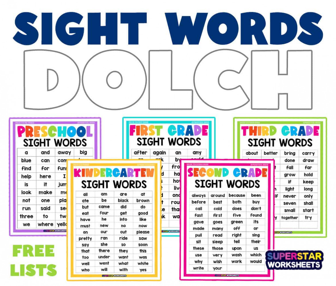 Dolch Sight Words - Superstar Worksheets