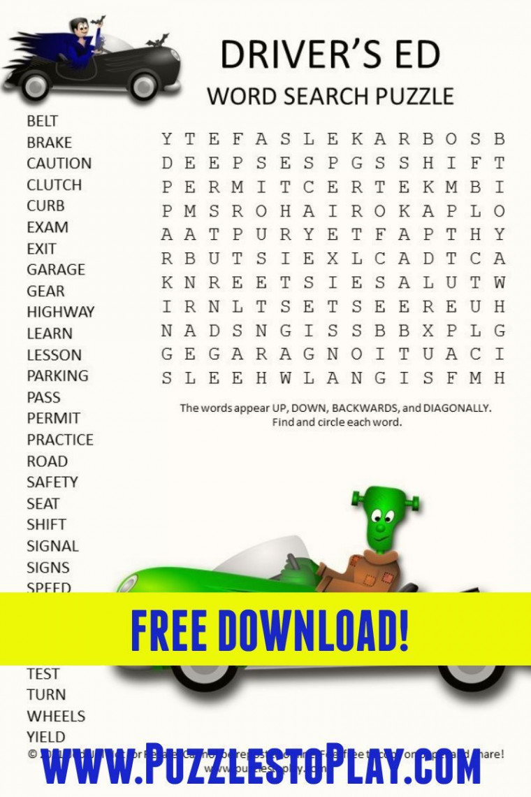 drivers ed word search puzzle  Drivers ed, Drivers education