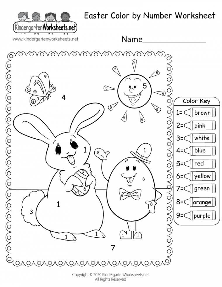 Easter Color by Number Worksheet - Free Printable, Digital, & PDF