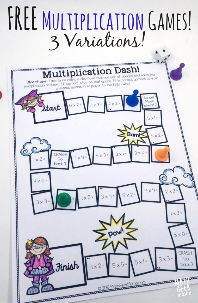 Easy, Low Prep Printable Multiplication Games! FREE