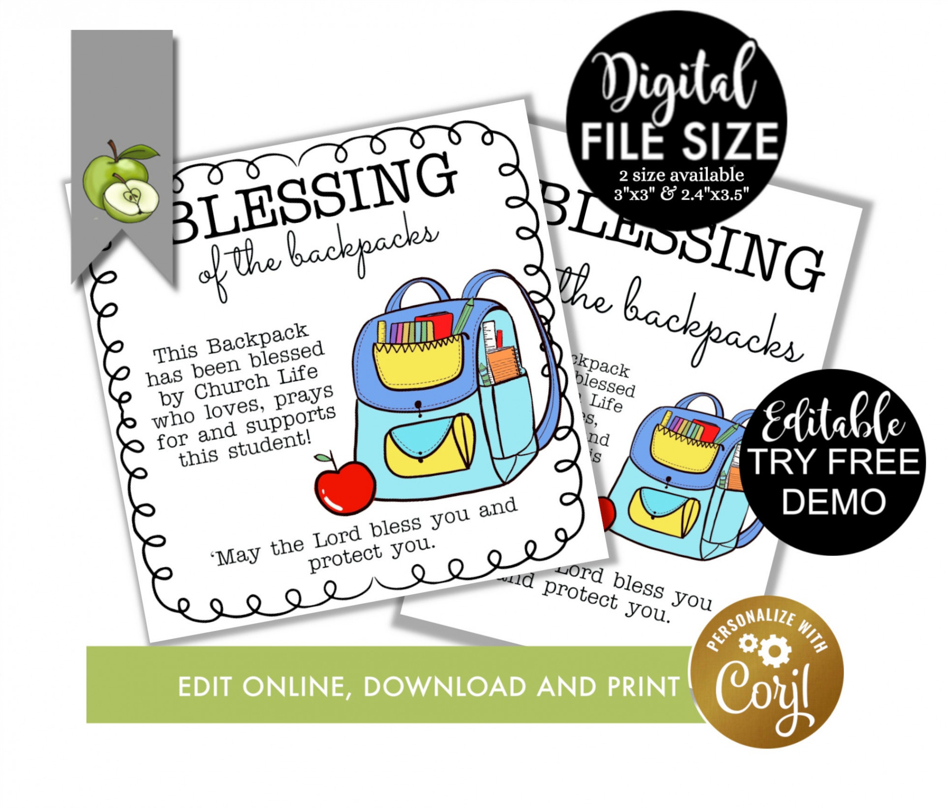 Editable Backpack Blessing Tags Printable Backpack Tags - Etsy Sweden