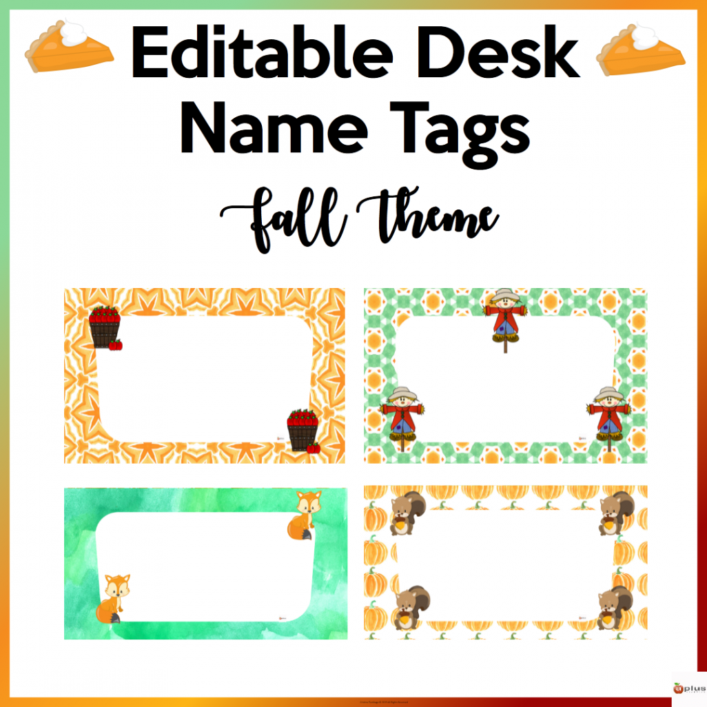 Editable Desk Name Tags Fall Theme  Made By Teachers