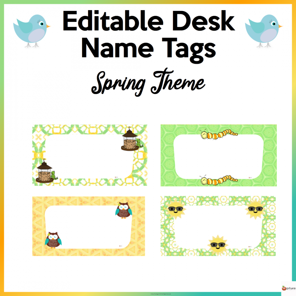 Editable Desk Name Tags Spring Theme  Made By Teachers