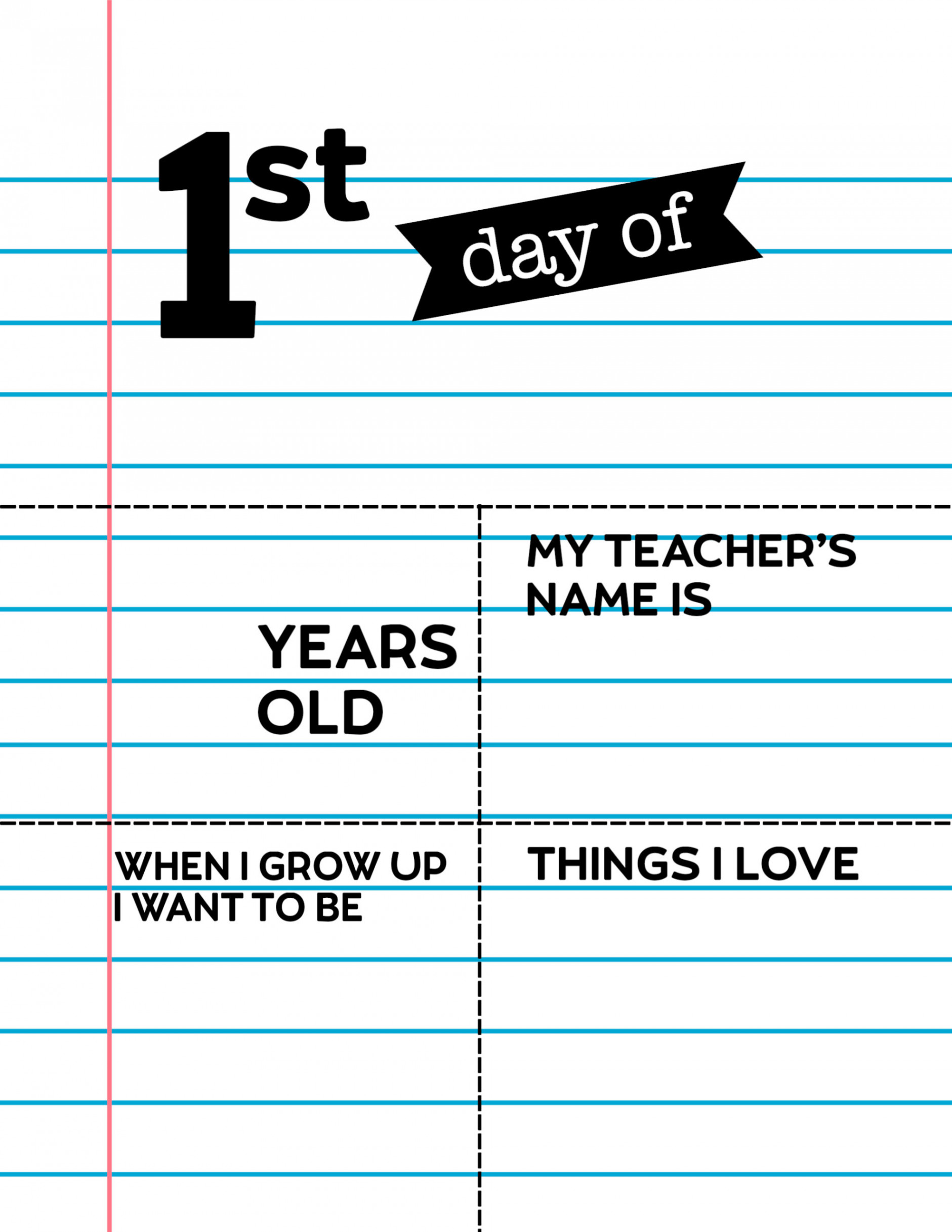 Editable First Day of School Signs - Notebook Paper - Paper Trail