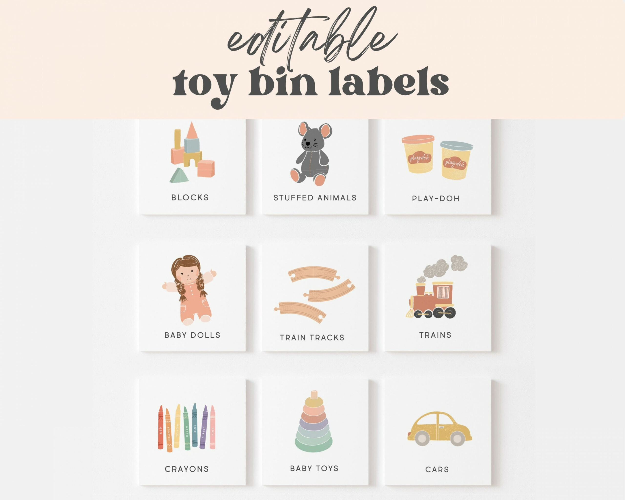 Editable Printable Toy Trofast Bin Storage Labels Visual - Etsy