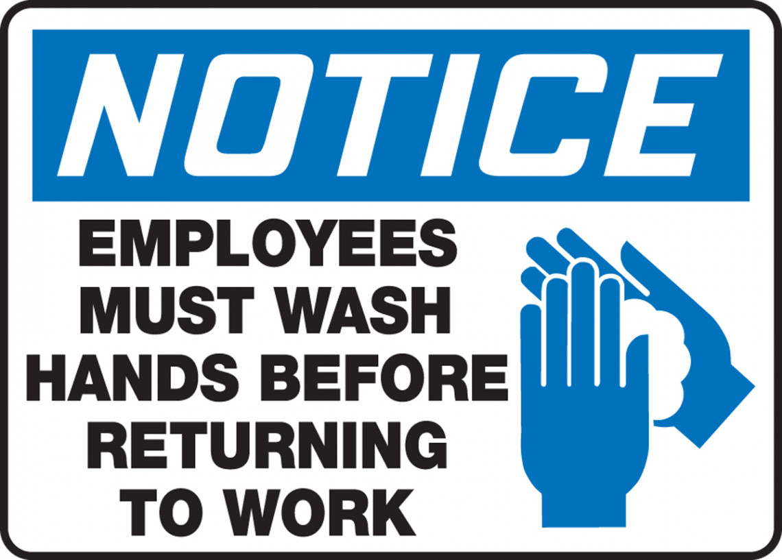 Employees Wash Hands Returning To Work OSHA Notice Safety Sign MRST