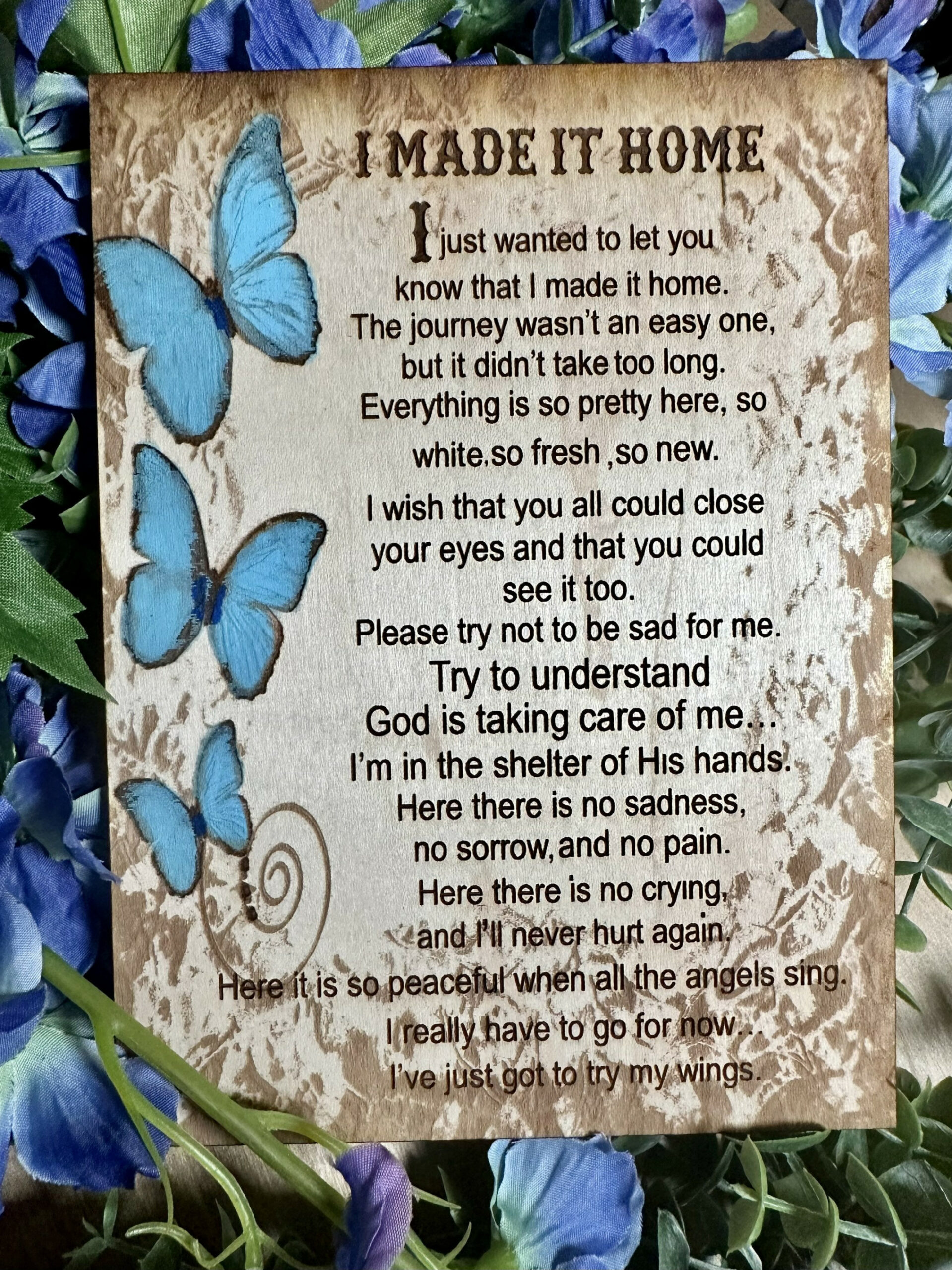 Engraved on / Inch Birch Butterflies I Made It Home Plaque - Etsy