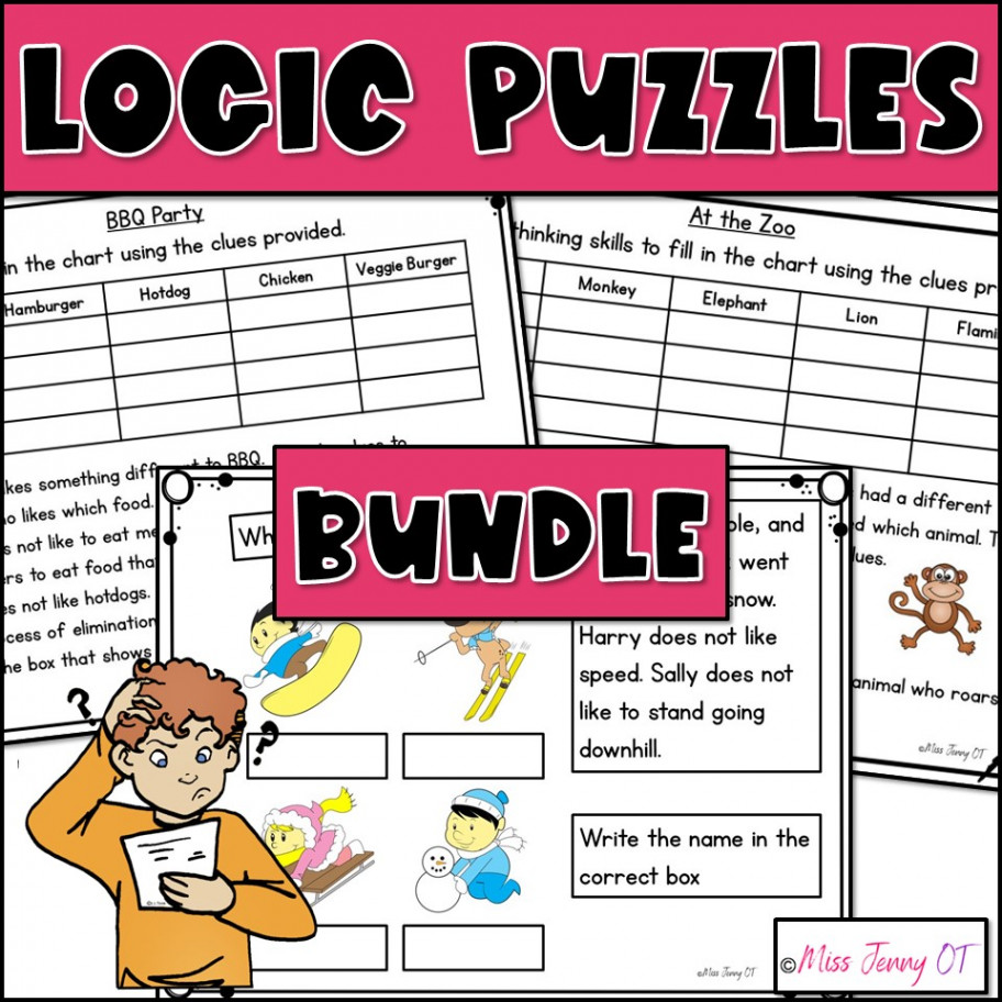 Executive Functioning Activities Logic Puzzle Worksheets for Kids