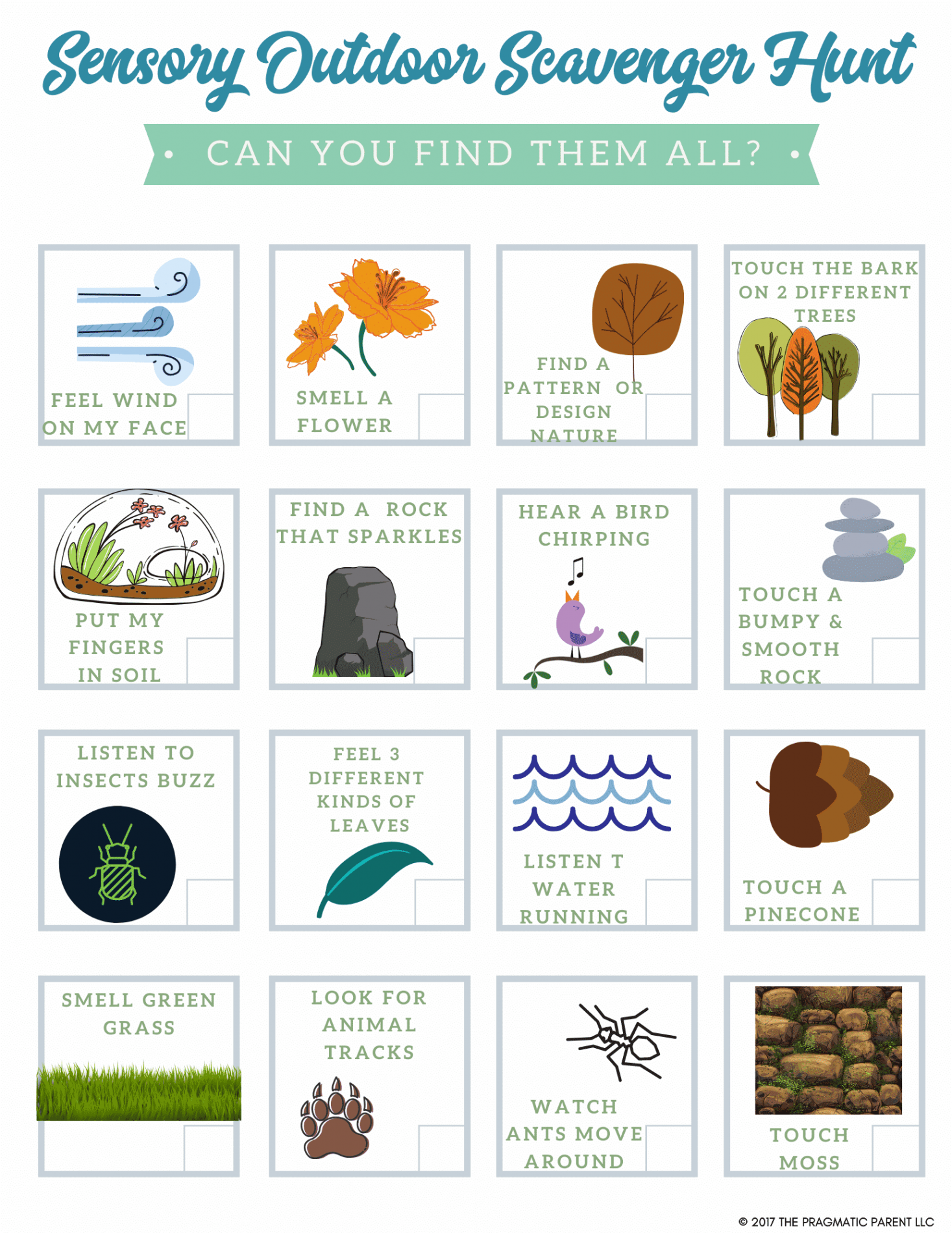 Explore the Outdoors: Sensory Scavenger Hunt for Kids (Free Printable)