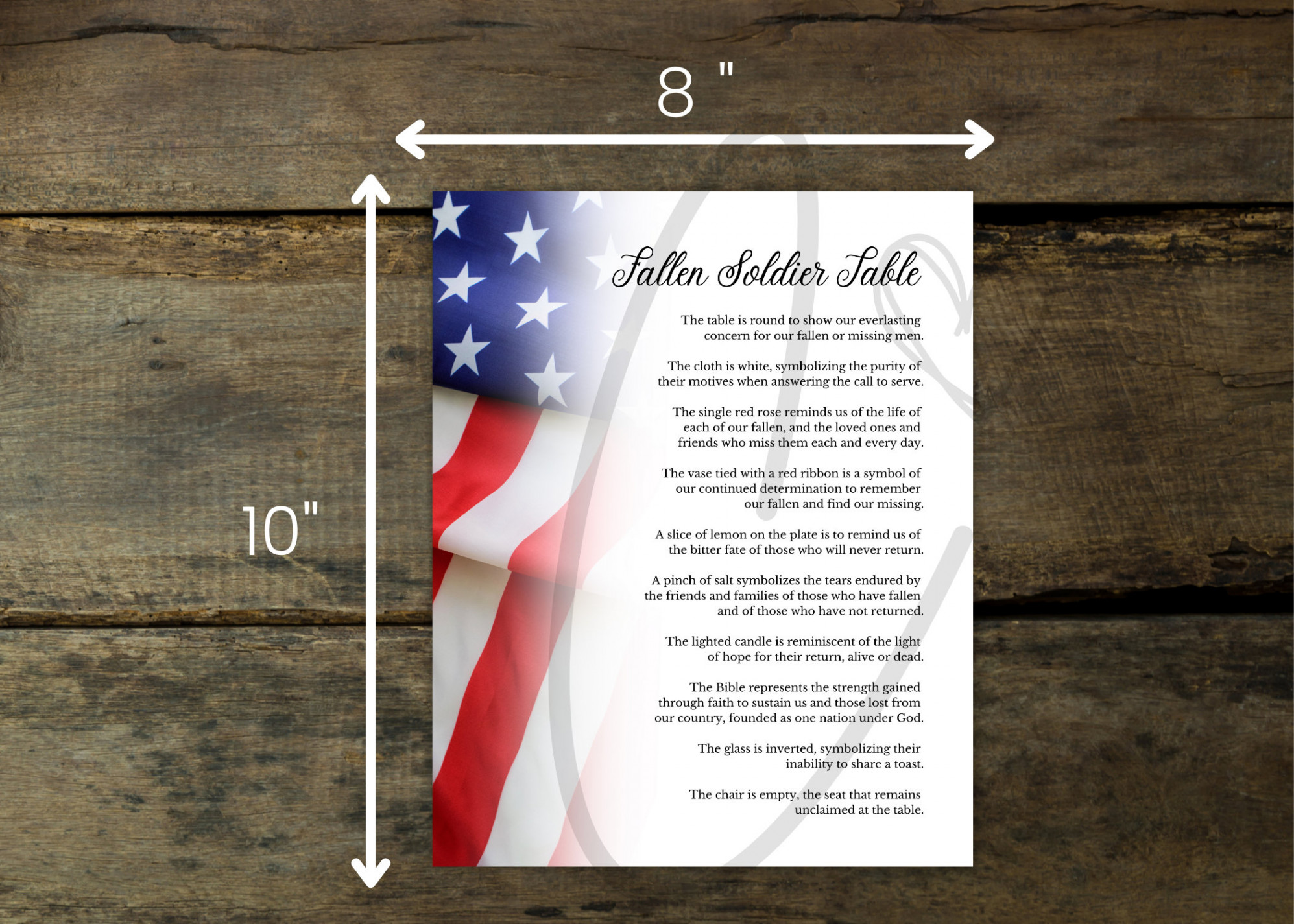 Fallen Soldier Memorial Sign White Background Digital Download